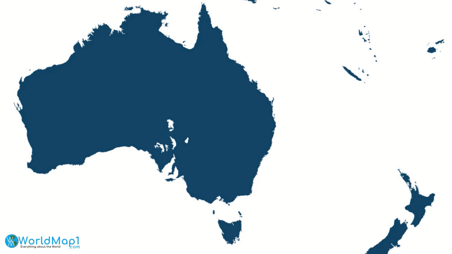 Australia and New Zealand Navy Blue Blank Map